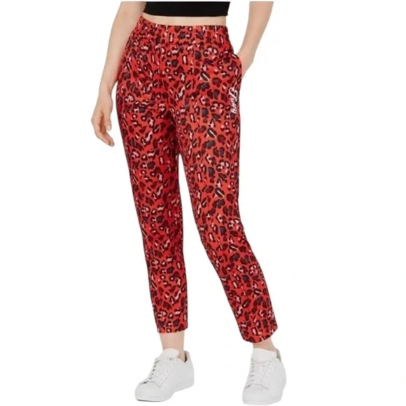 Juicy Couture Black Label Tracksuit Set Red Leopard Print Hoodie Pants Y2K Retro